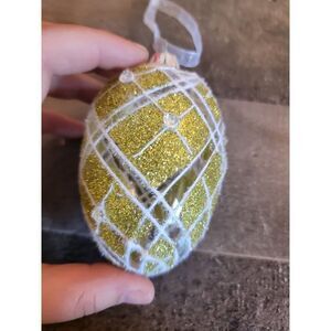 Easter egg gold glitter ornament Xmas decor
